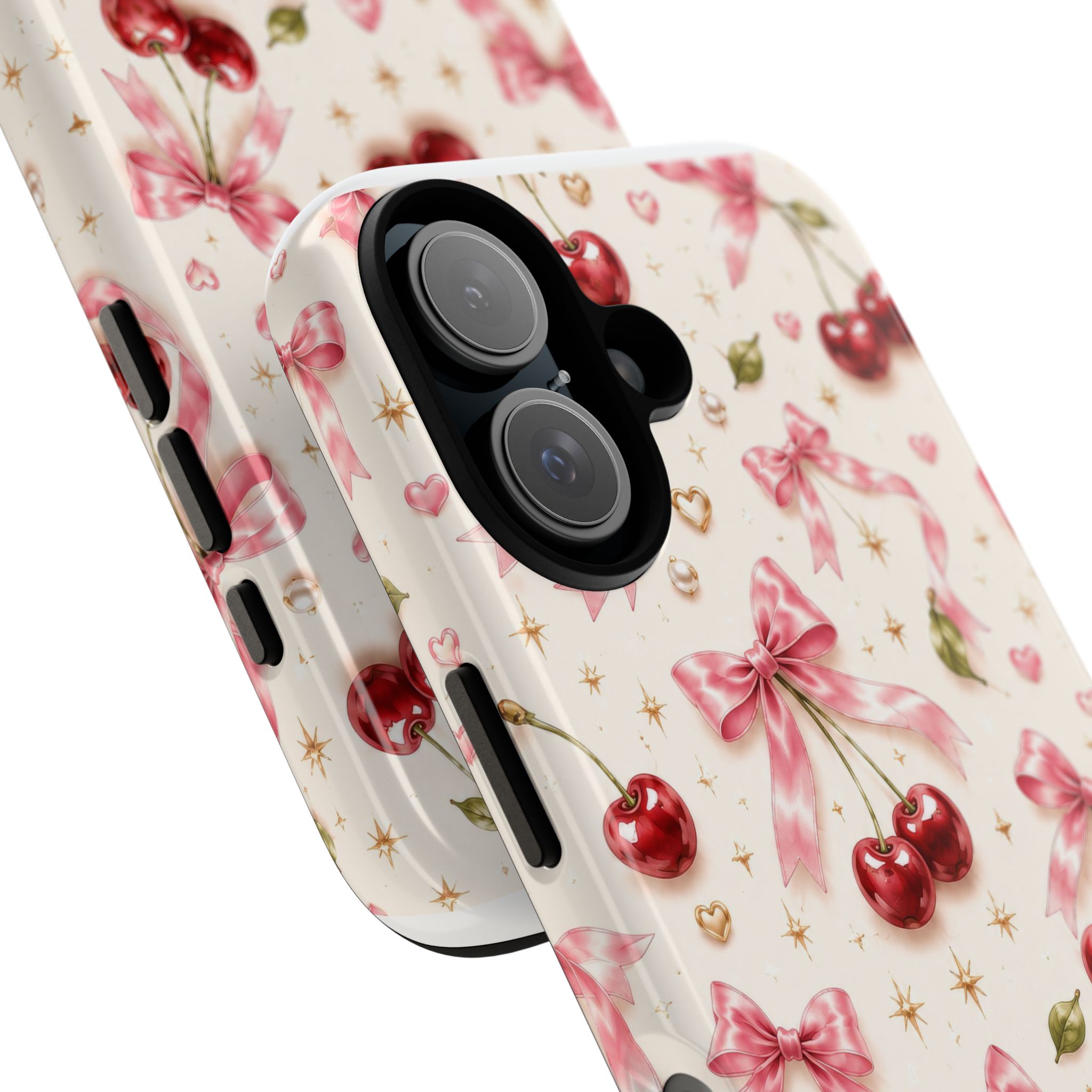 Cherry Bow Tough Phone Case — Cute Retro Cherry Pattern Protective Phone Cover - Image 19