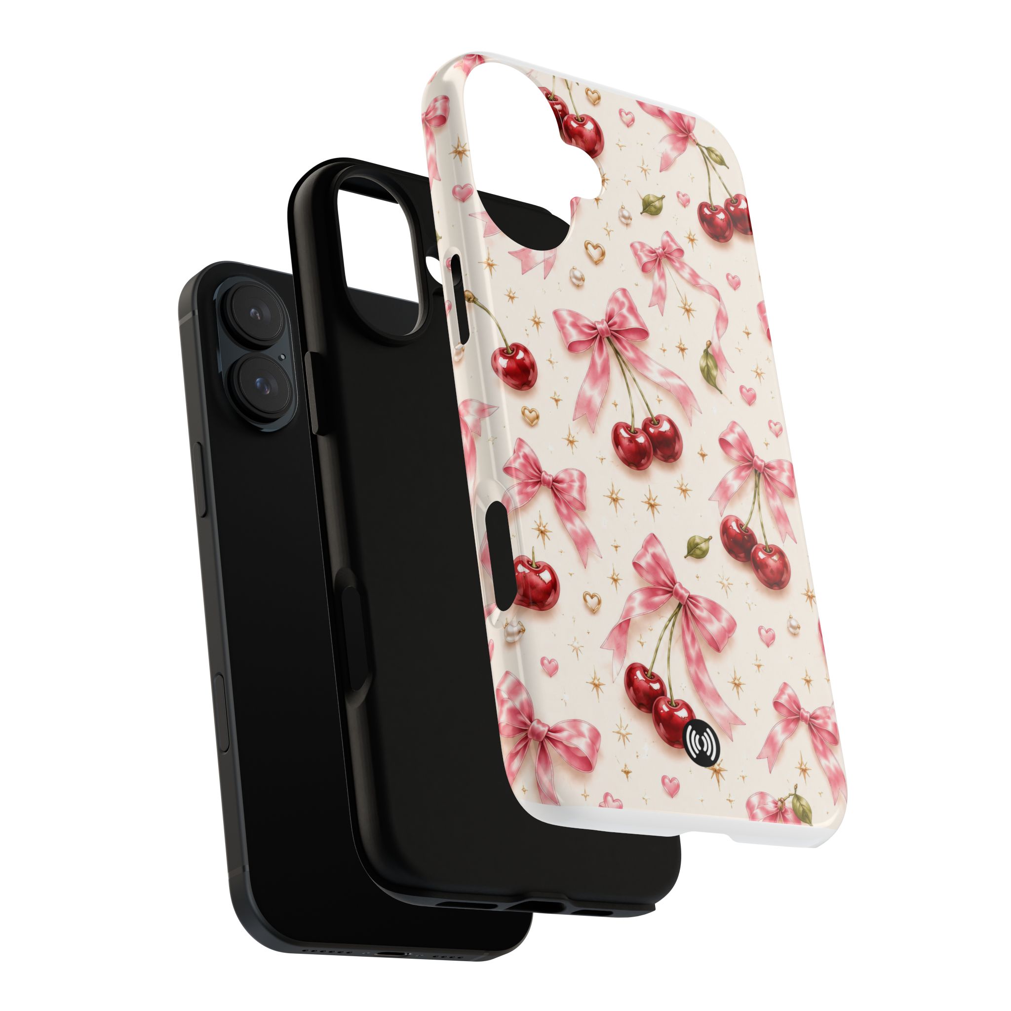 Cherry Bow Tough Phone Case — Cute Retro Cherry Pattern Protective Phone Cover - Image 26