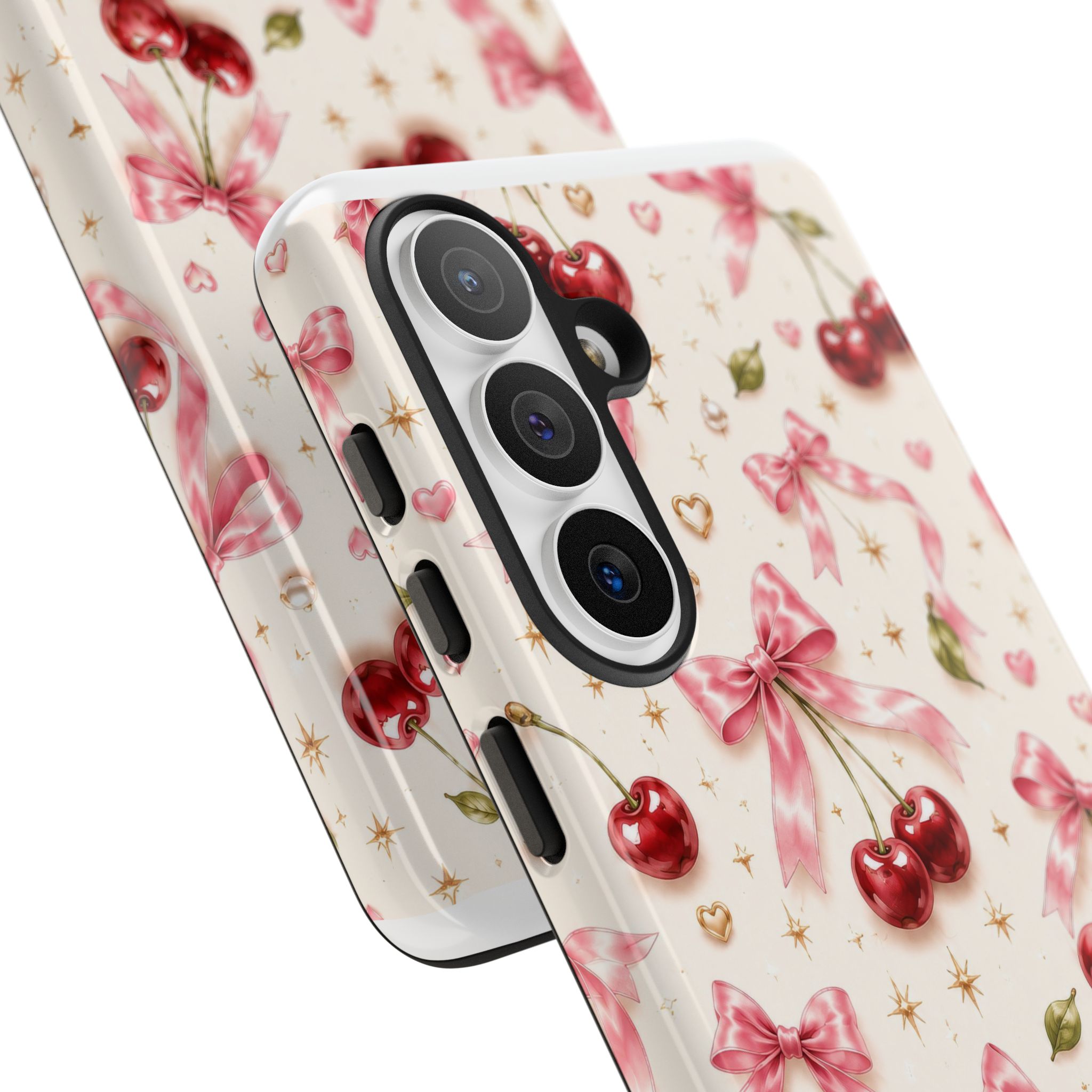 Cherry Bow Tough Phone Case — Cute Retro Cherry Pattern Protective Phone Cover - Image 54