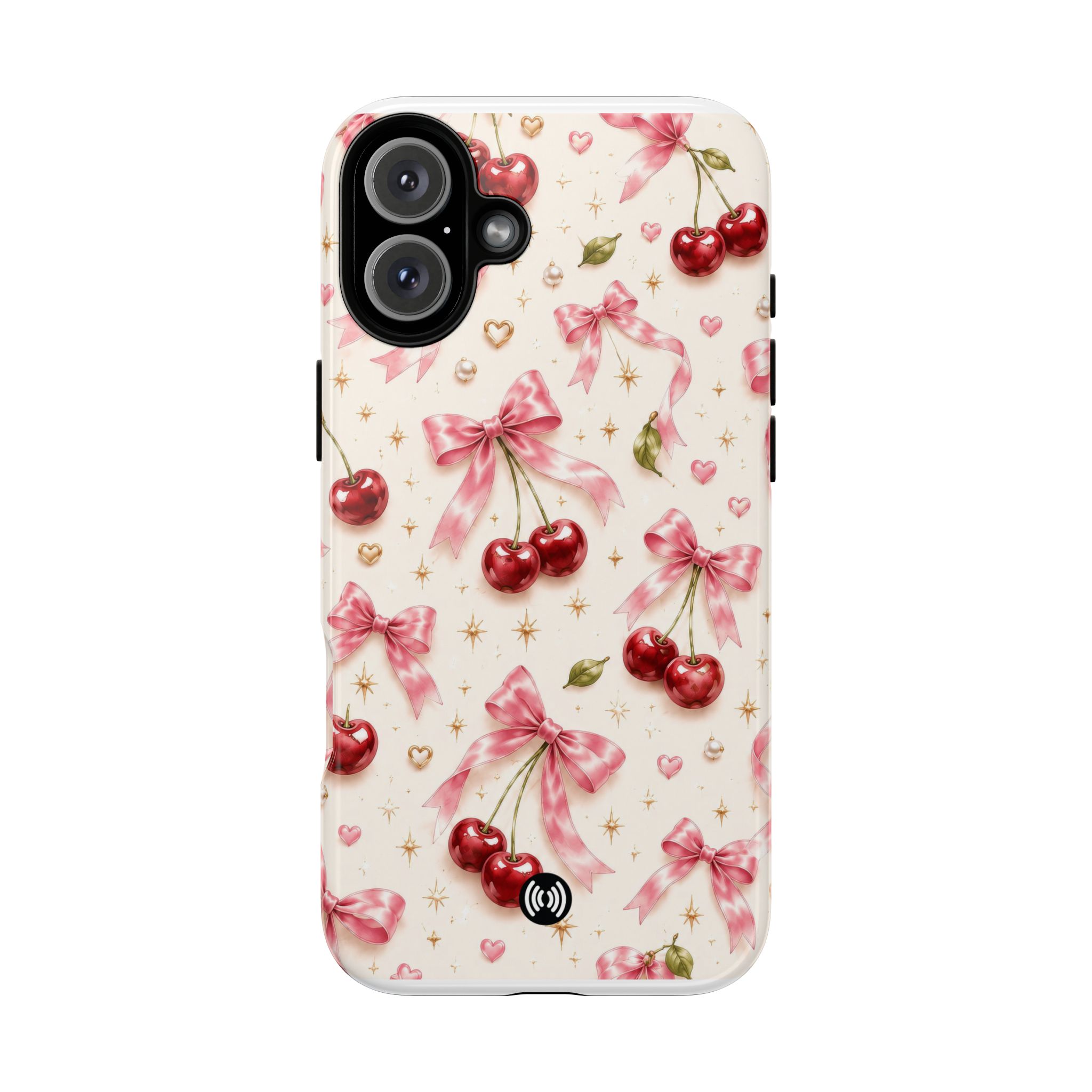 Cherry Bow Tough Phone Case — Cute Retro Cherry Pattern Protective Phone Cover - Image 24