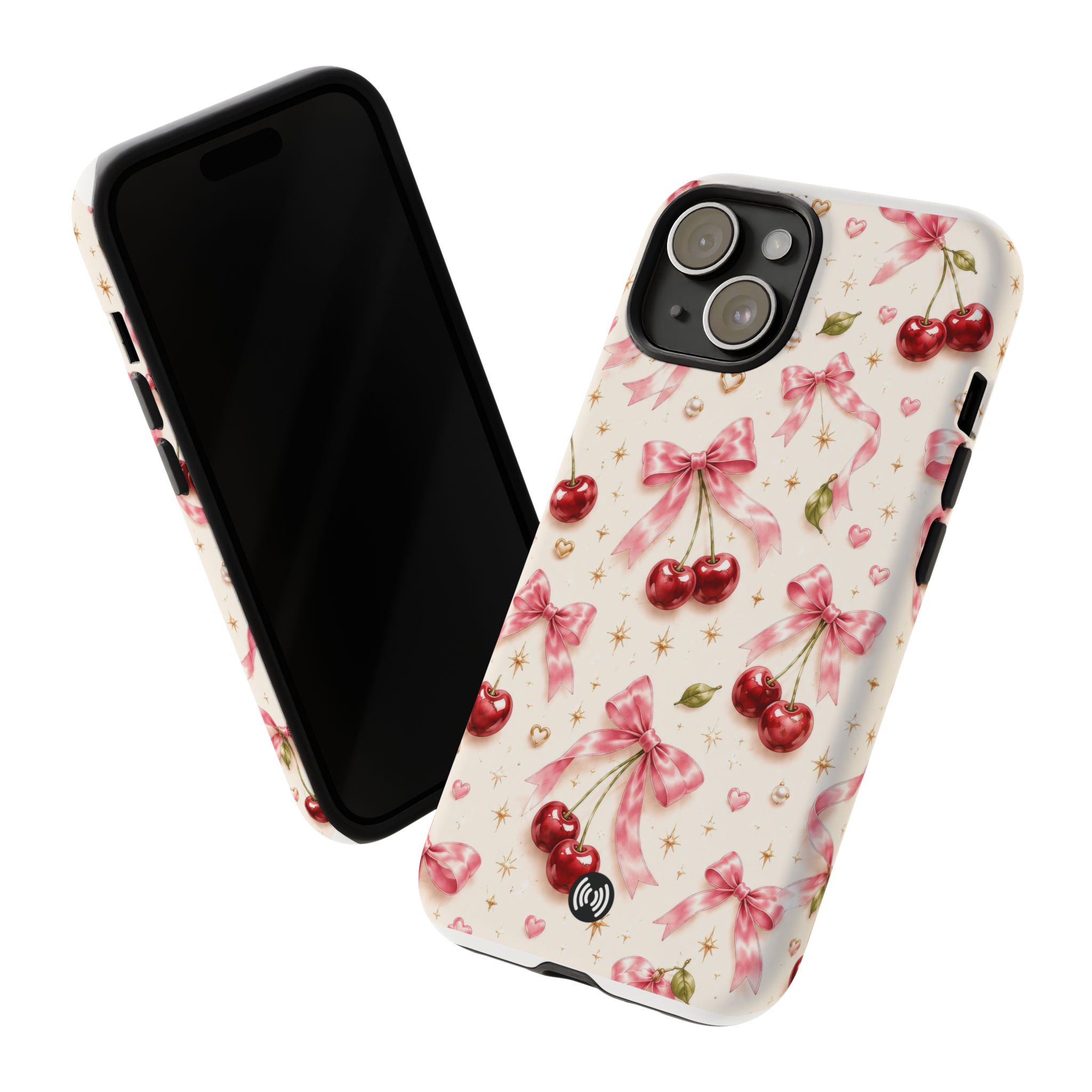 Cherry Bow Tough Phone Case — Cute Retro Cherry Pattern Protective Phone Cover - Image 5