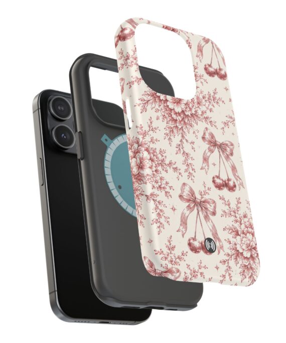 Vintage rose floral bow MagSafe phone case by CellFinds
