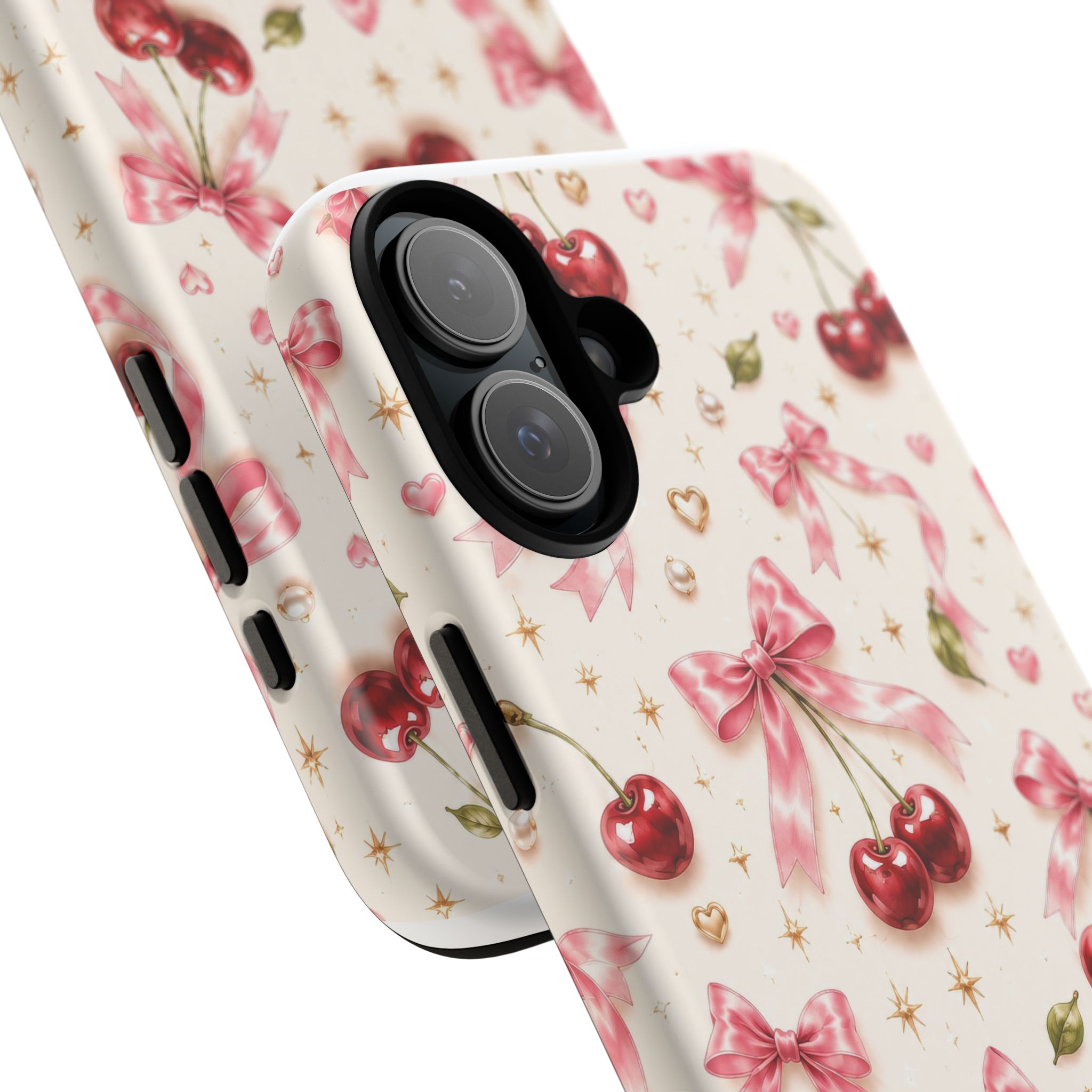 Cherry Bow Tough Phone Case — Cute Retro Cherry Pattern Protective Phone Cover - Image 28