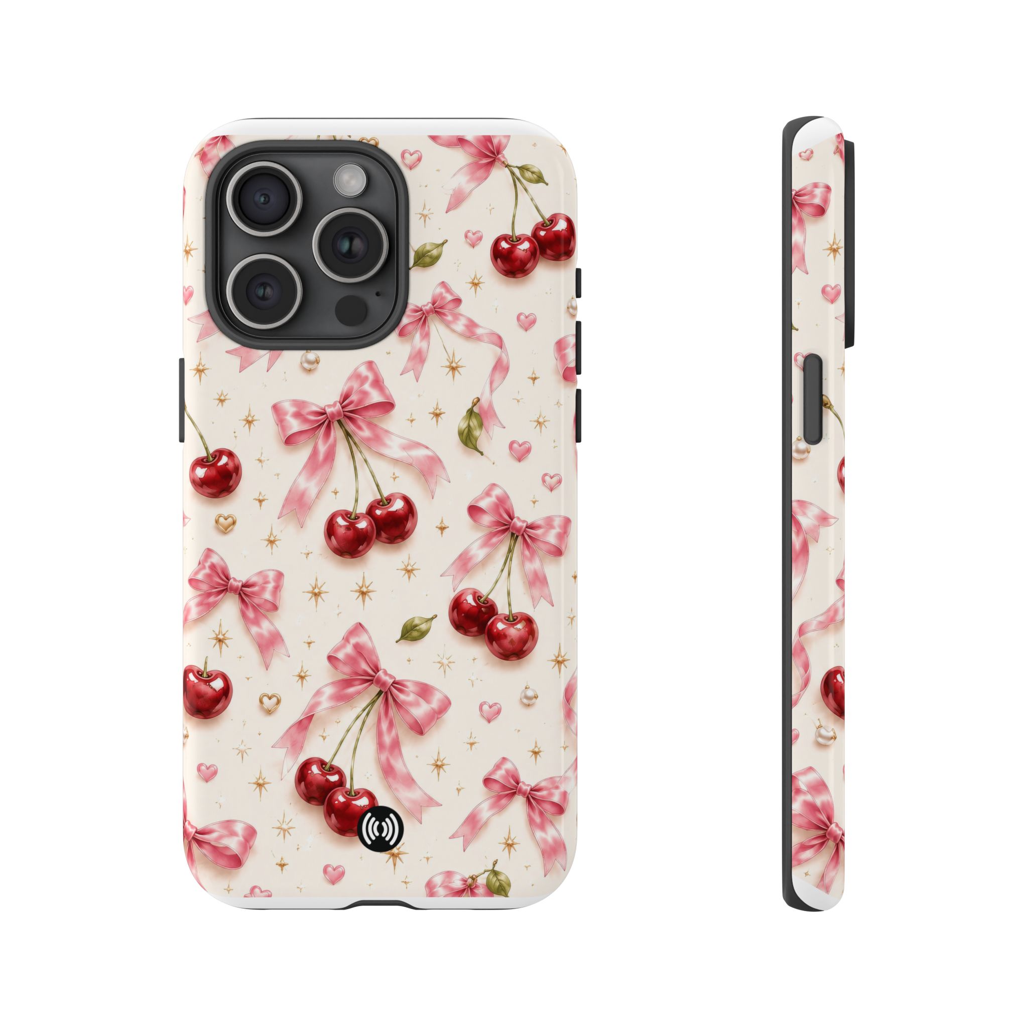 Cherry Bow Tough Phone Case — Cute Retro Cherry Pattern Protective Phone Cover - Image 14