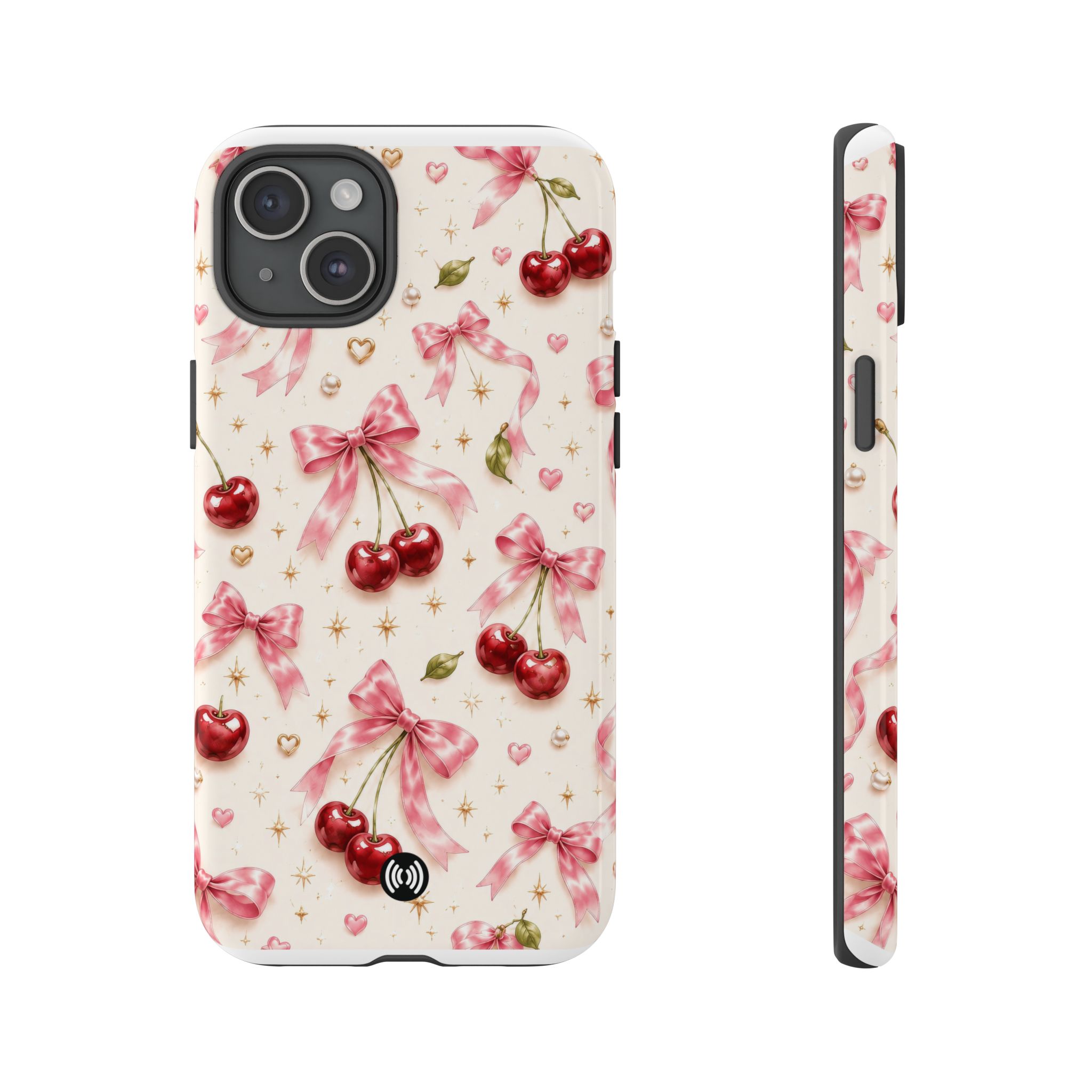 Cherry Bow Tough Phone Case — Cute Retro Cherry Pattern Protective Phone Cover - Image 6