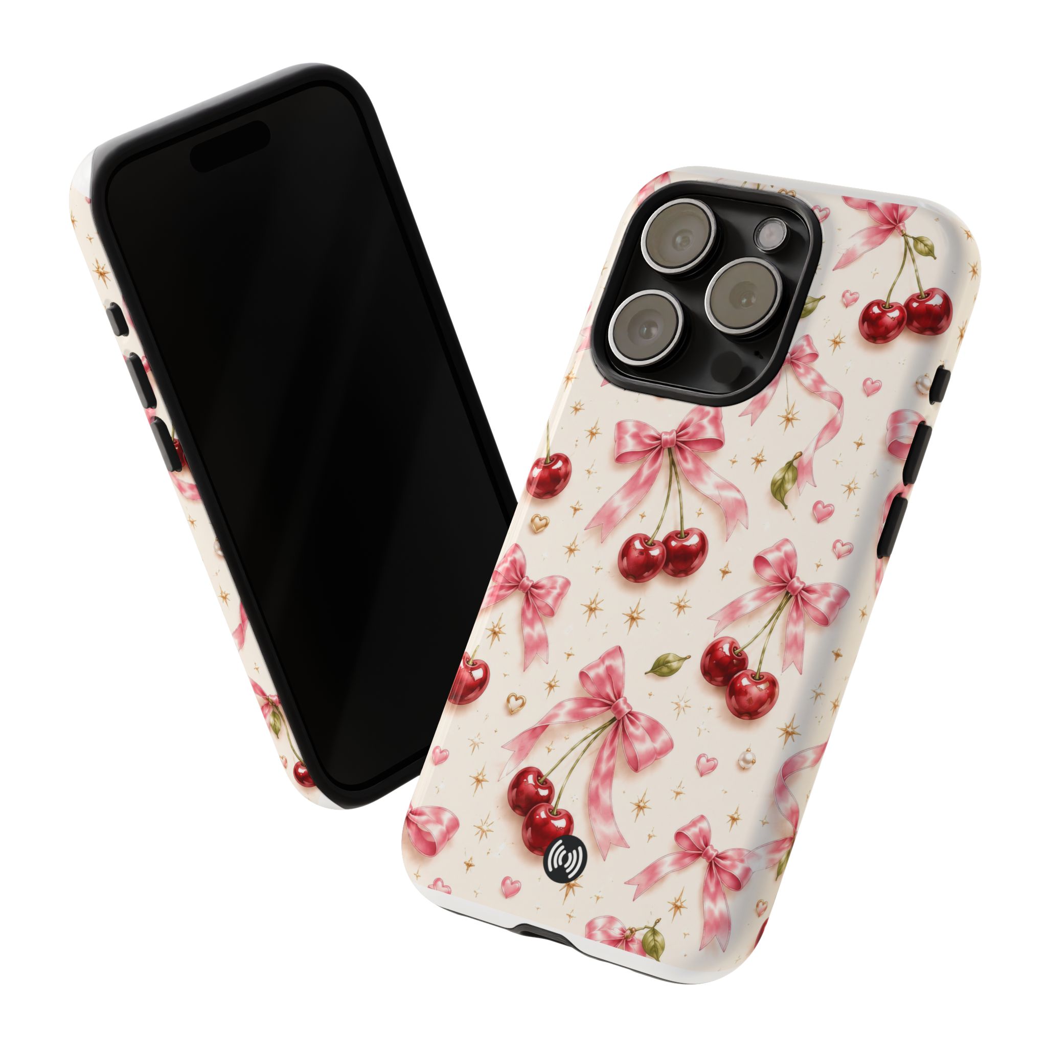 Cherry Bow Tough Phone Case — Cute Retro Cherry Pattern Protective Phone Cover - Image 11