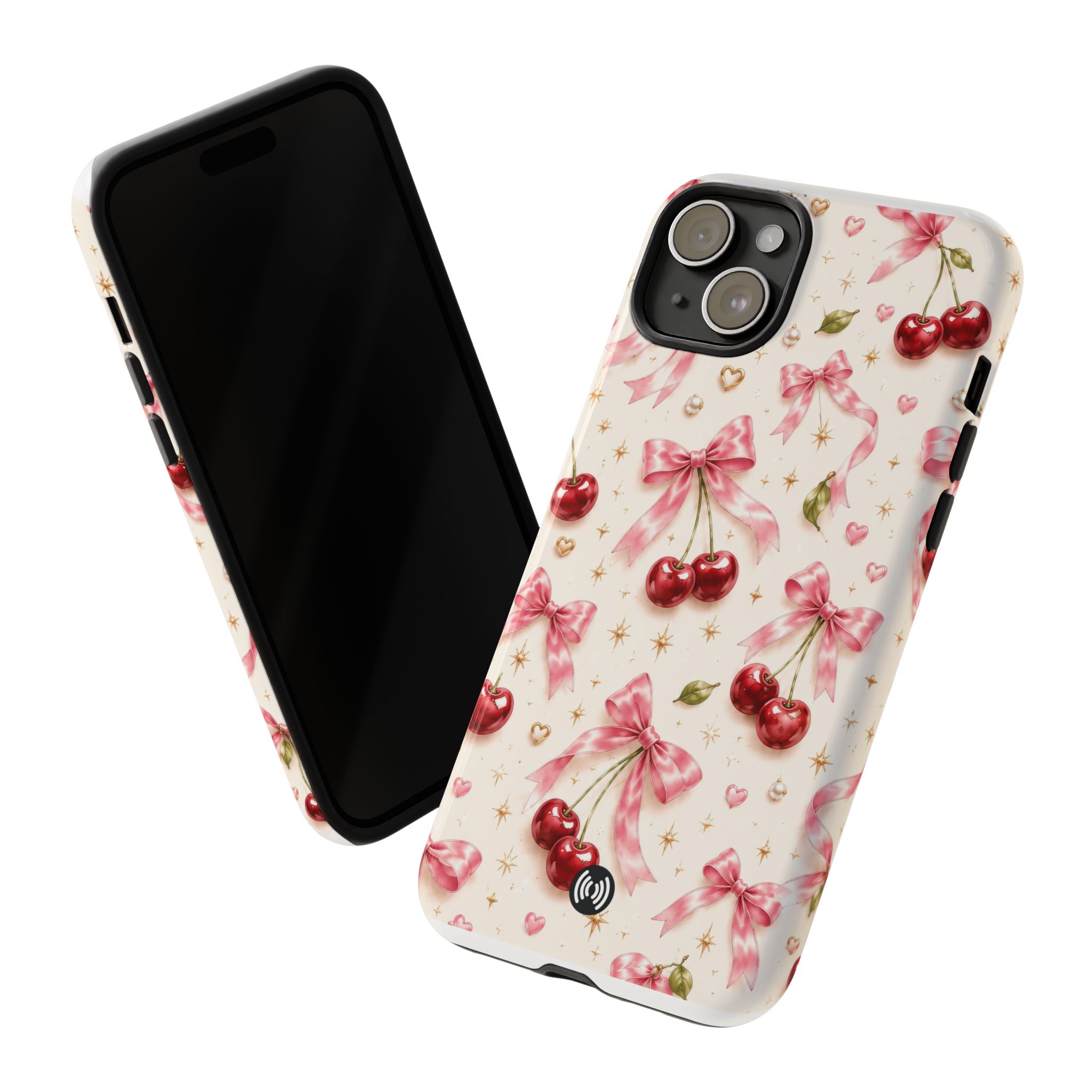 Cherry Bow Tough Phone Case — Cute Retro Cherry Pattern Protective Phone Cover - Image 7