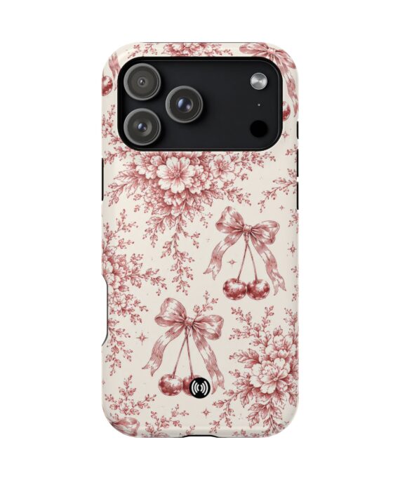 Vintage rose floral bow MagSafe phone case by CellFinds