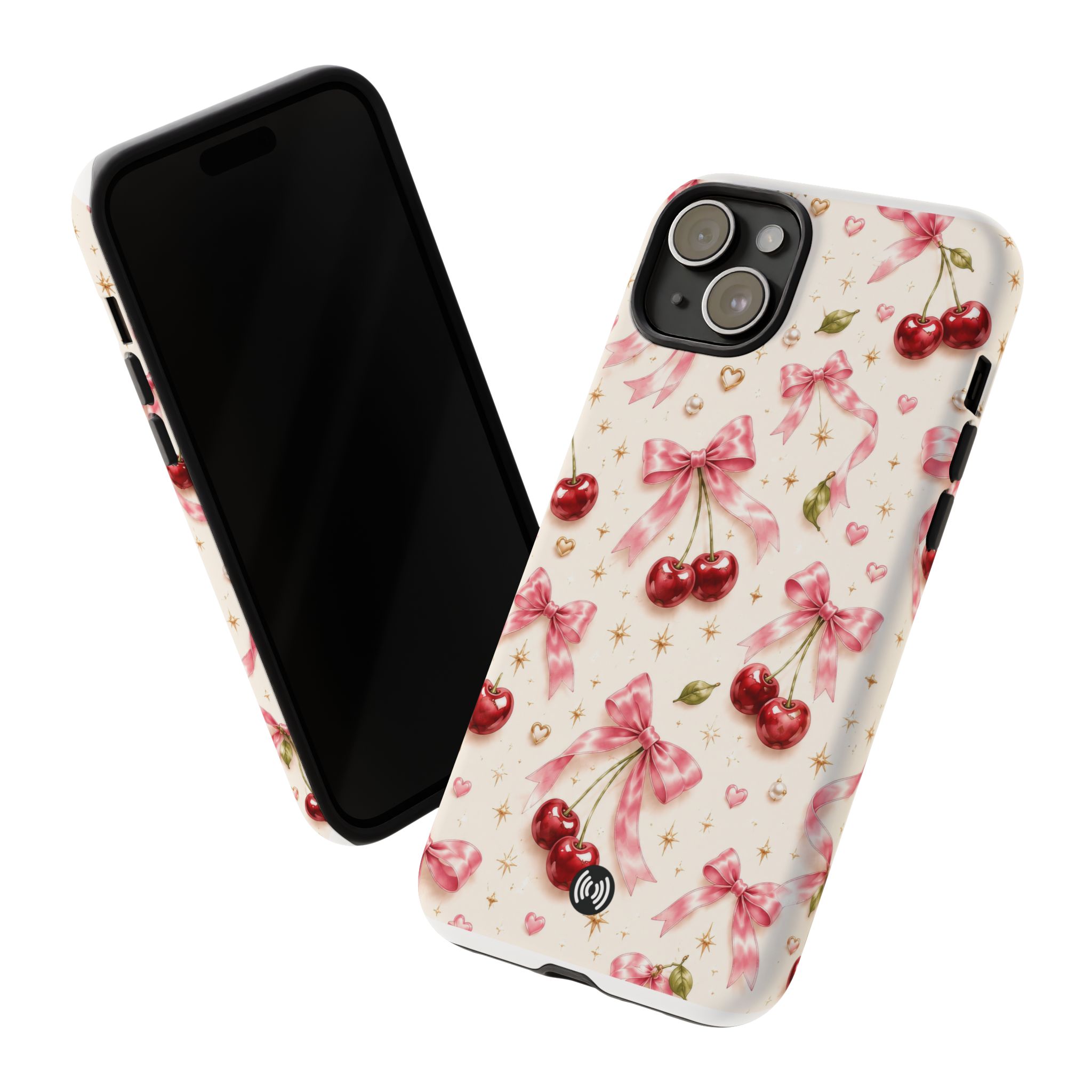 Cherry Bow Tough Phone Case — Cute Retro Cherry Pattern Protective Phone Cover - Image 9