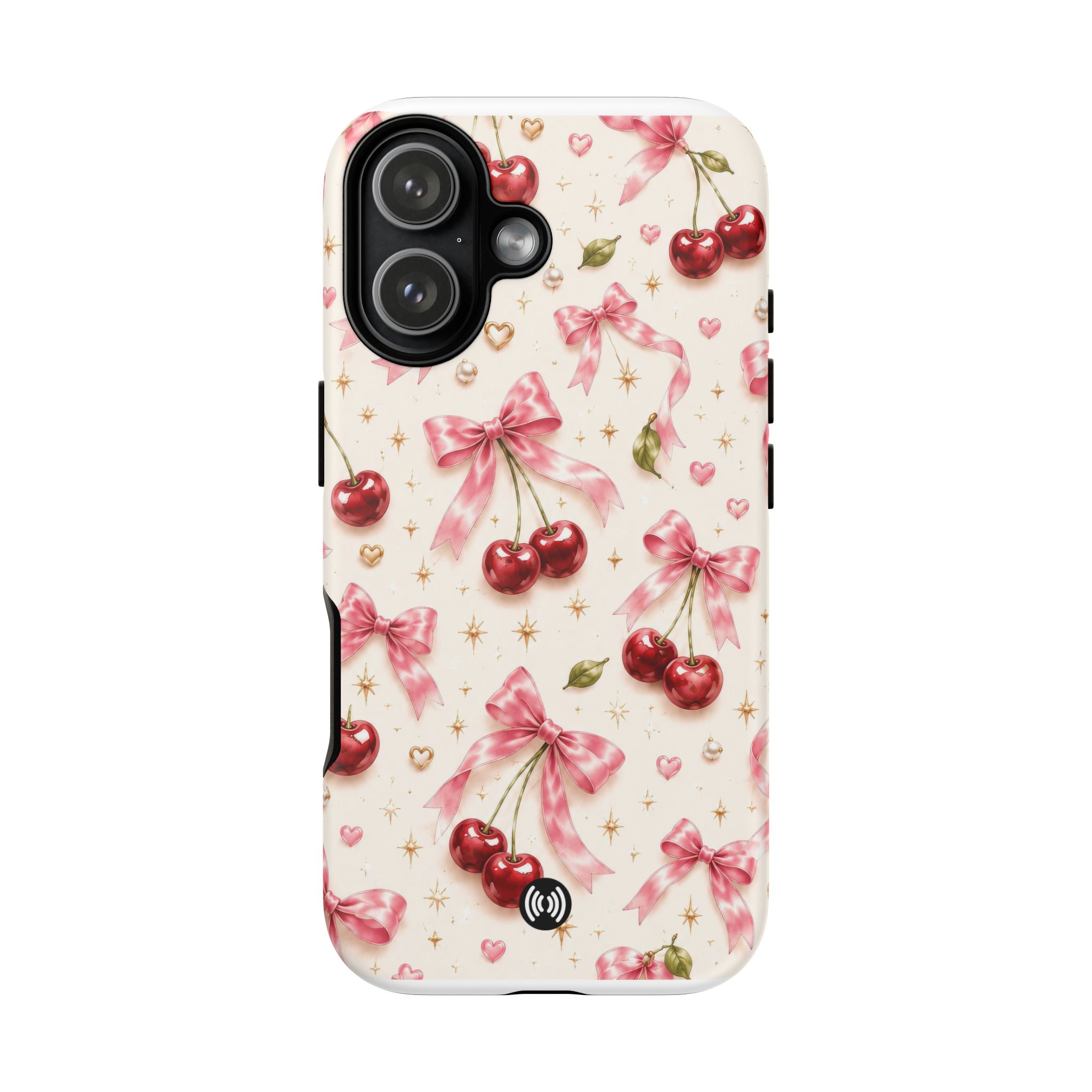 Cherry Bow Tough Phone Case — Cute Retro Cherry Pattern Protective Phone Cover - Image 43