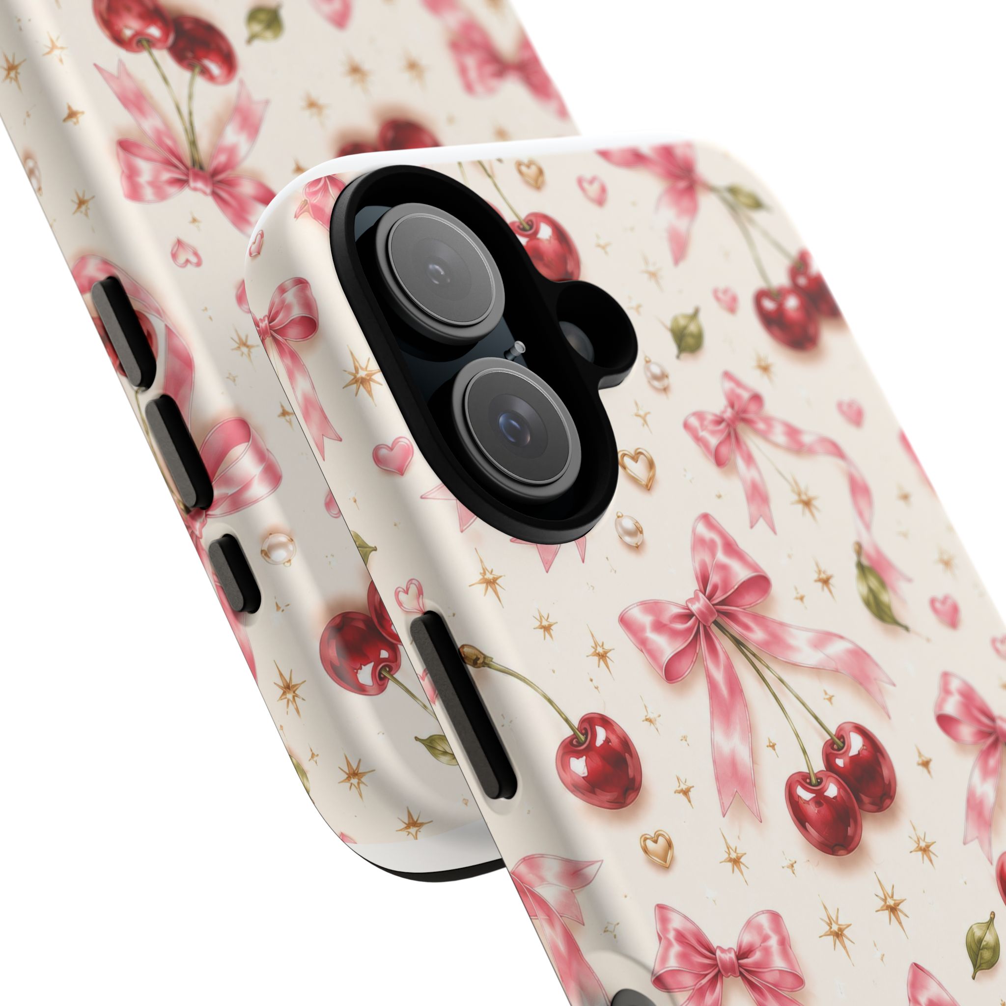 Cherry Bow Tough Phone Case — Cute Retro Cherry Pattern Protective Phone Cover - Image 22