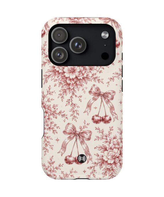 Floral Bow Magnetic Phone Case — Vintage Rose Impact-Resistant Cover