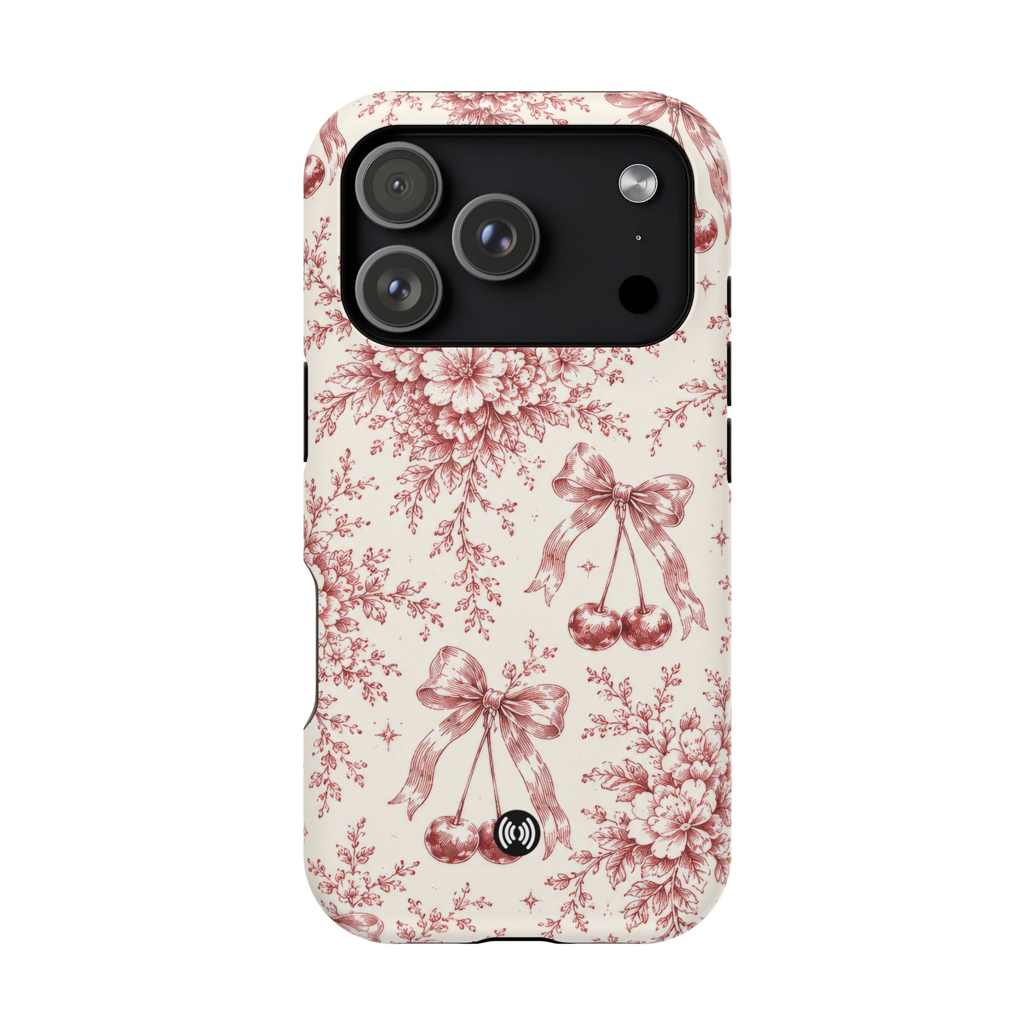 Floral Bow Magnetic Phone Case — Vintage Rose Impact-Resistant Cover