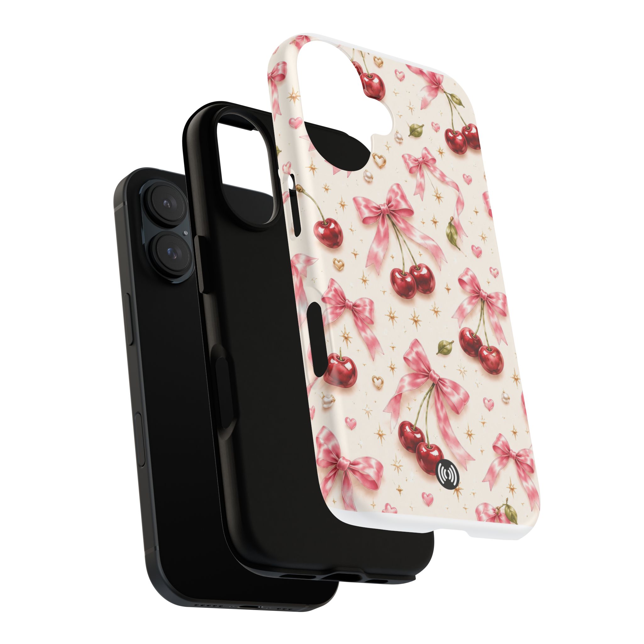 Cherry Bow Tough Phone Case — Cute Retro Cherry Pattern Protective Phone Cover - Image 23