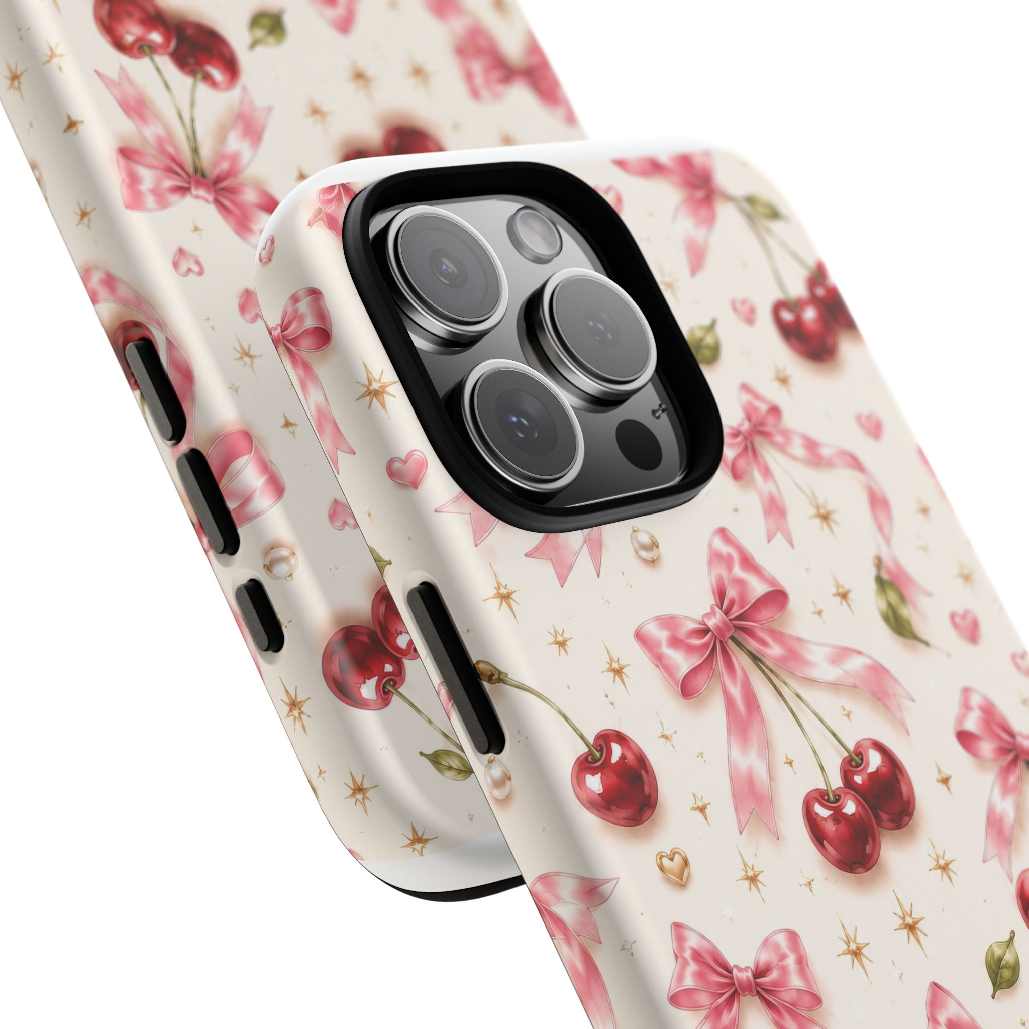 Cherry Bow Tough Phone Case — Cute Retro Cherry Pattern Protective Phone Cover - Image 40