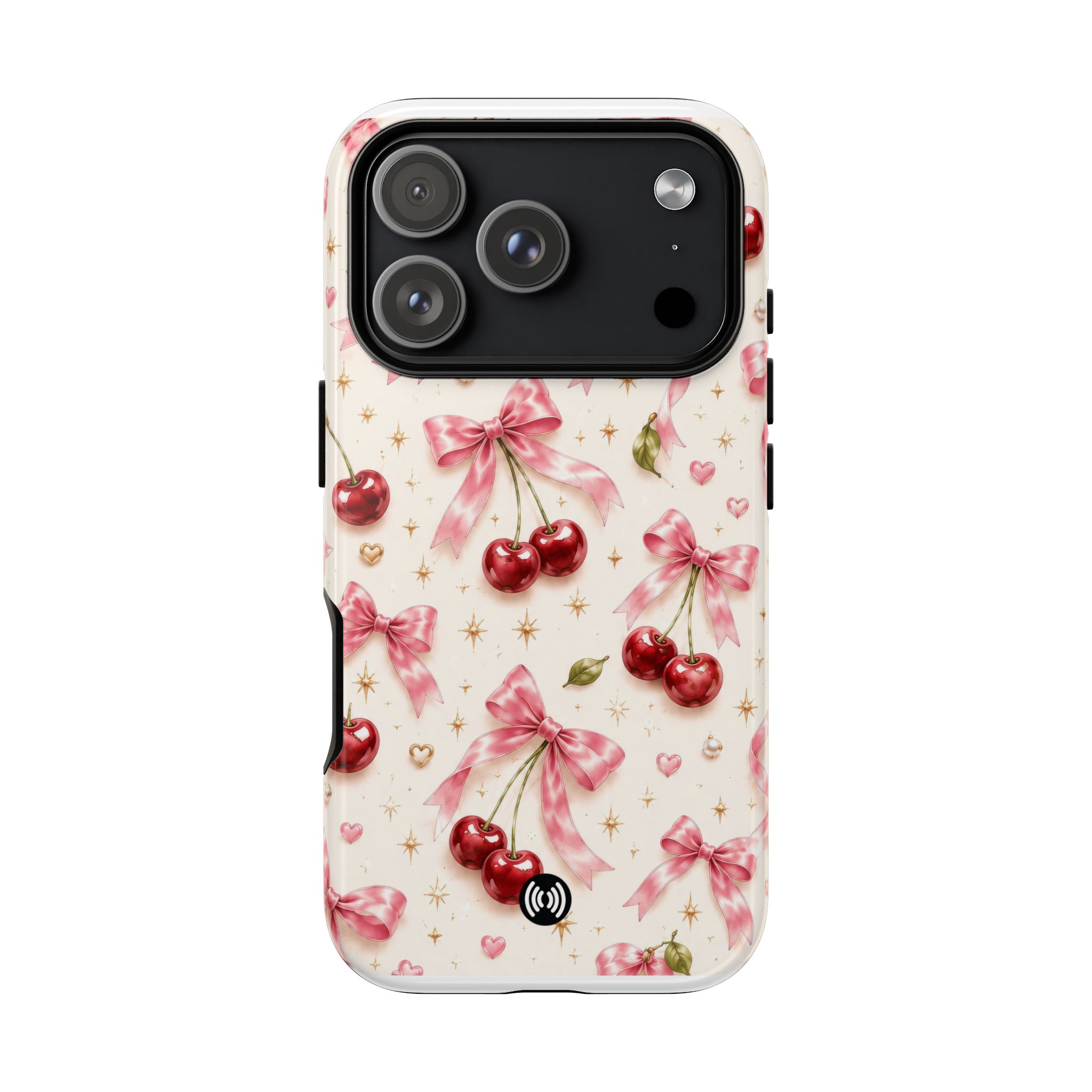 Cherry Bow Tough Phone Case — Cute Retro Cherry Pattern Protective Phone Cover - Image 46