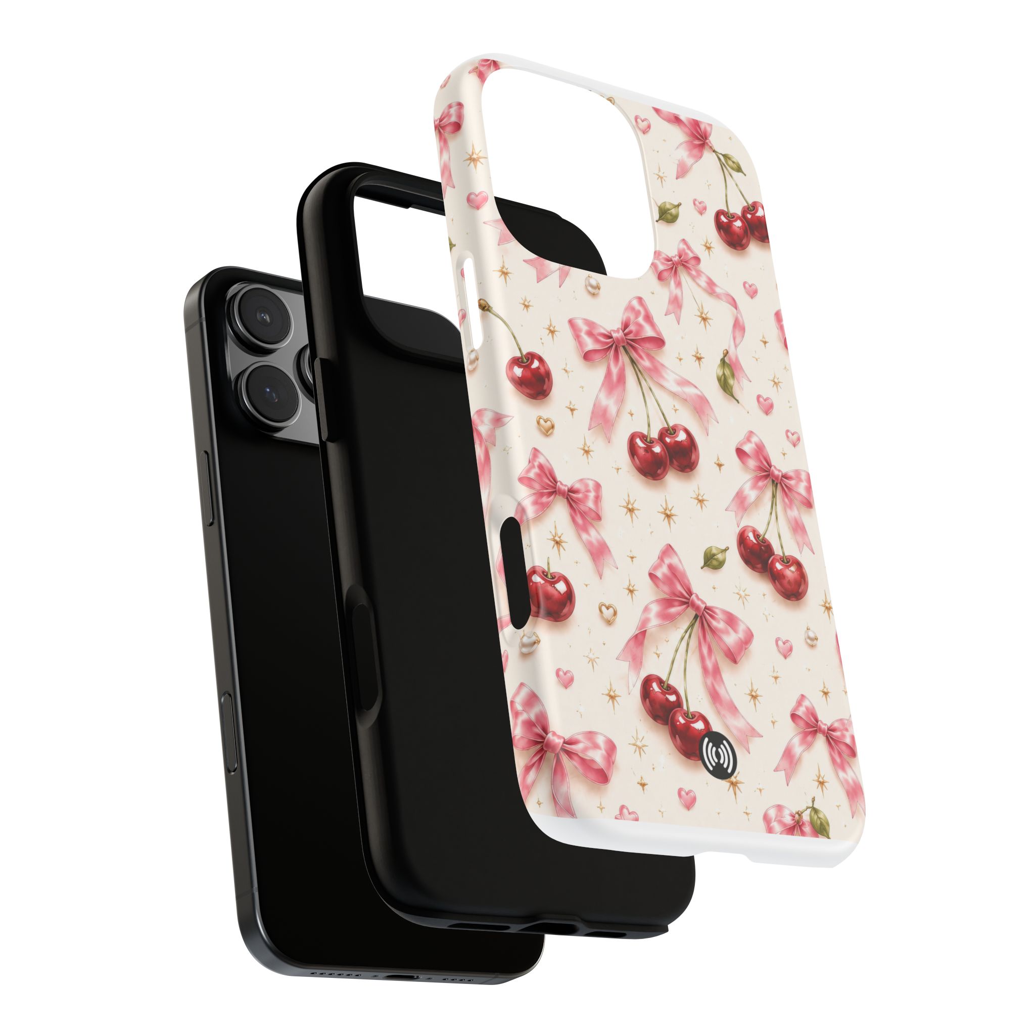 Cherry Bow Tough Phone Case — Cute Retro Cherry Pattern Protective Phone Cover - Image 41