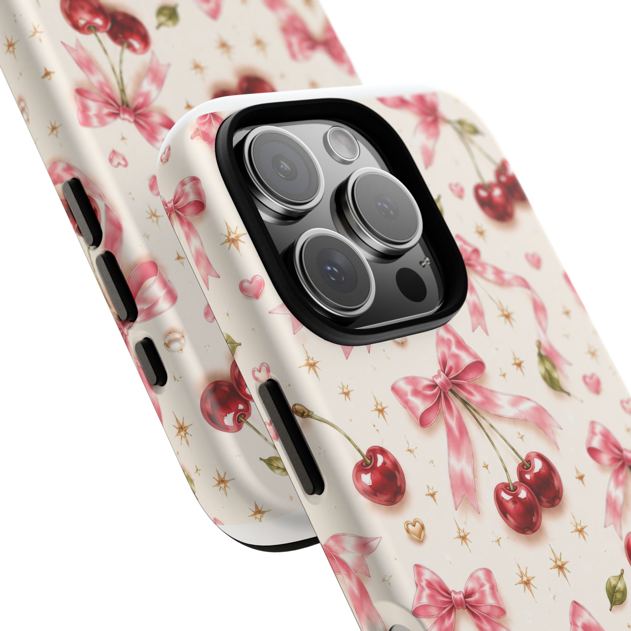 Cherry Bow Tough Phone Case — Cute Retro Cherry Pattern Protective Phone Cover - Image 34