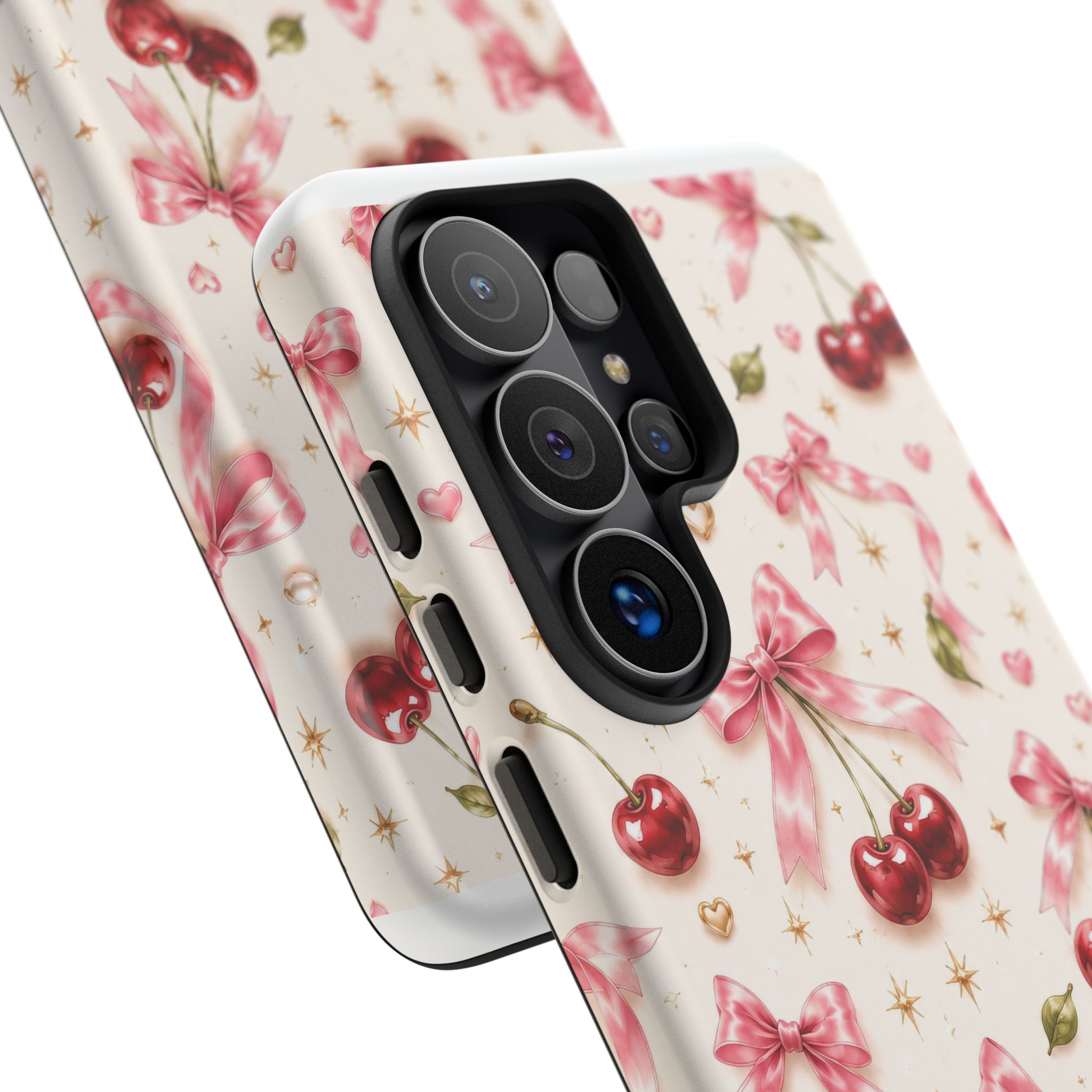 Cherry Bow Tough Phone Case — Cute Retro Cherry Pattern Protective Phone Cover - Image 60