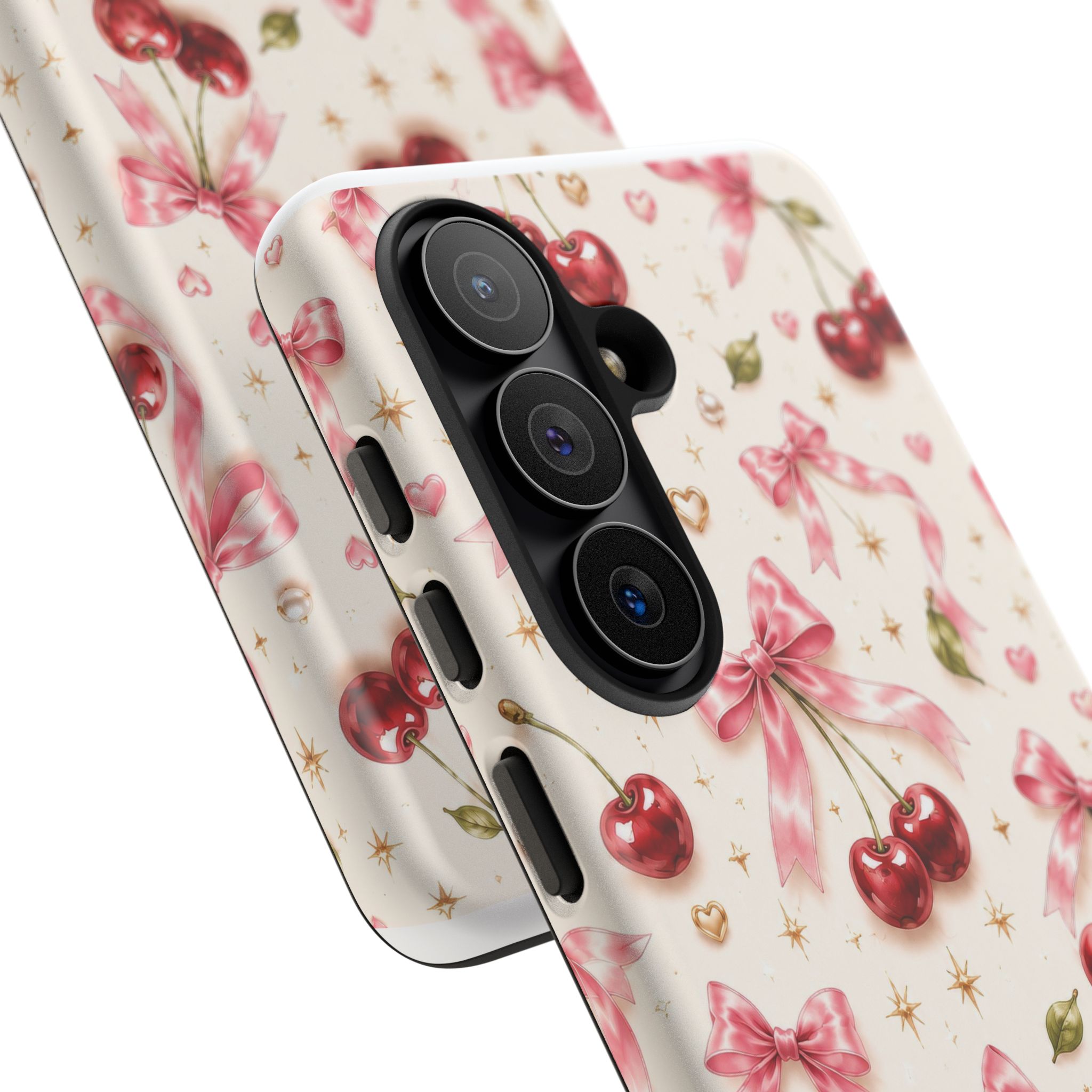 Cherry Bow Tough Phone Case — Cute Retro Cherry Pattern Protective Phone Cover - Image 52