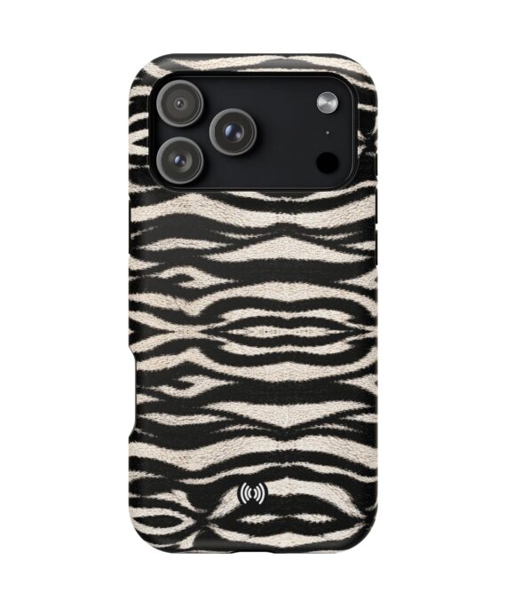 Black and white zebra print MagSafe phone case by CellFinds