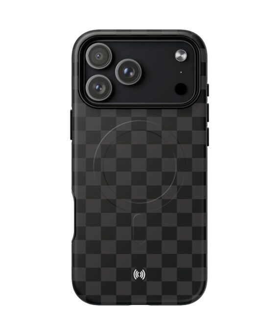 MagSafe Tough Phone Case — Black Checkered Protective Cover