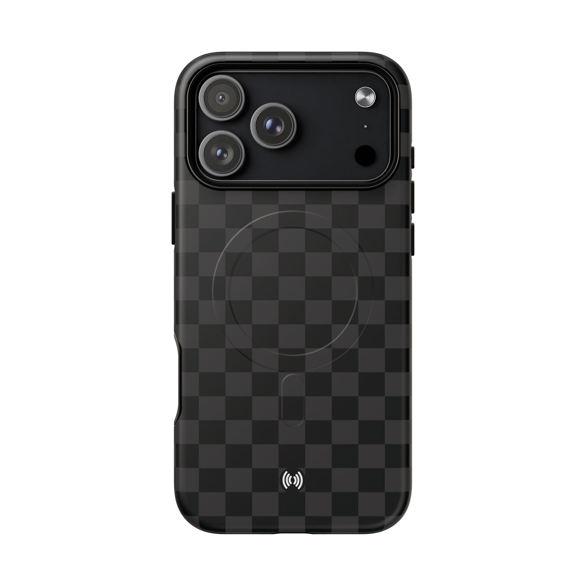MagSafe Tough Phone Case — Black Checkered Protective Cover