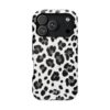 Black and white leopard print magnetic impact-resistant phone case