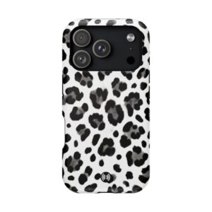Black and white leopard print magnetic impact-resistant phone case