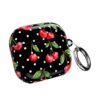 Black cherry polka dot AirPods case with open lid